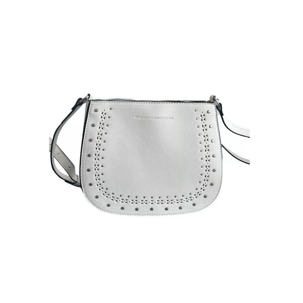 FRENCH CONNECTION Shira multi-pockets perforated faux-leather crossbody - WHITE